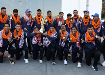 एसिसी यु-१९ प्रिमियर कपको उपाधि जितेको नेपाली टोली स्वदेश फर्कियो